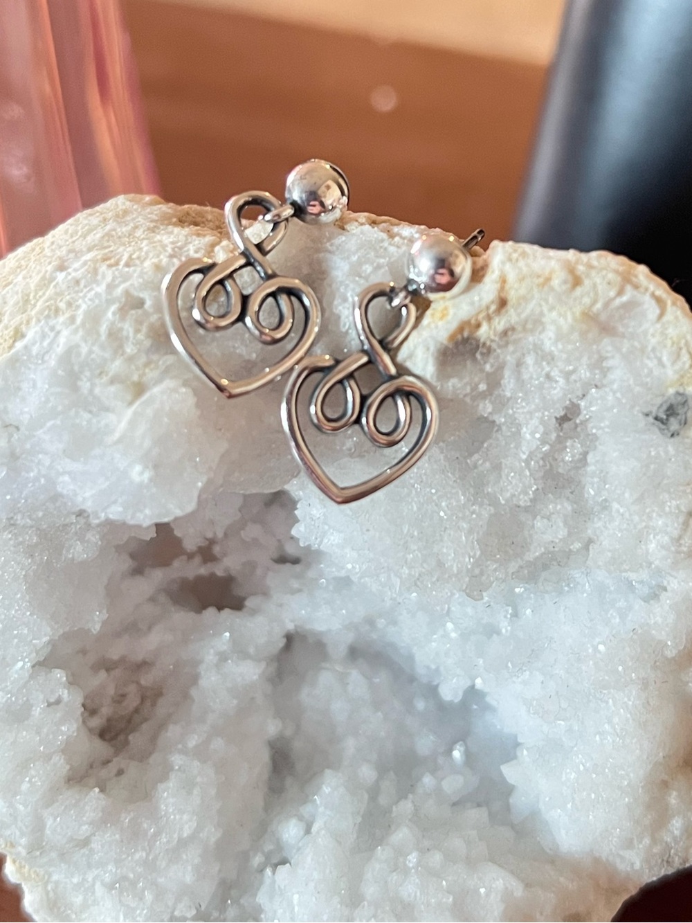James Avery Retired Silver Heart Scroll Stud Earrings